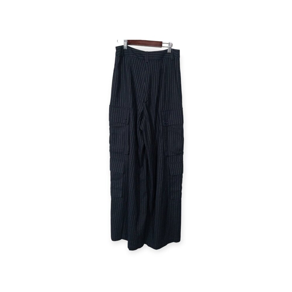 Anthropologie TwentySixHundred Navy Striped Wide Leg Dress Pants SZ 6 High Waist - Picture 4 of 14